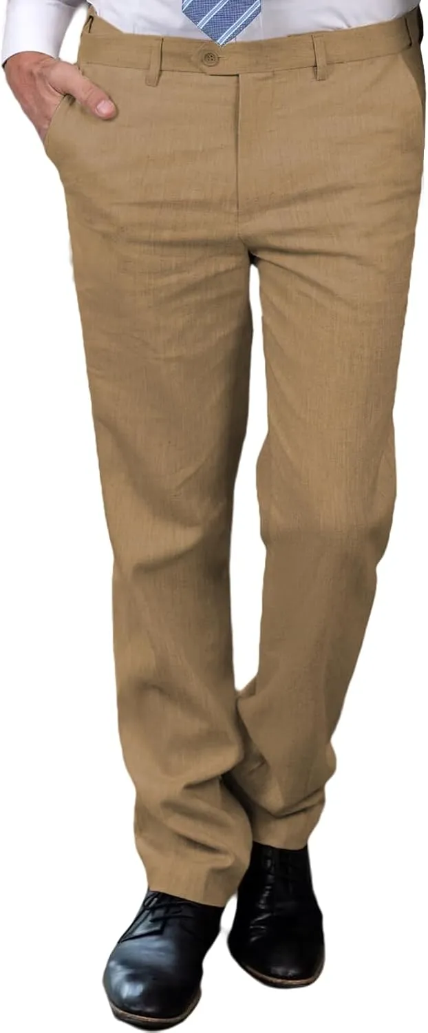 Men's Linen Pants Dress Lightweight Summer Business Linen Long Suit Pants