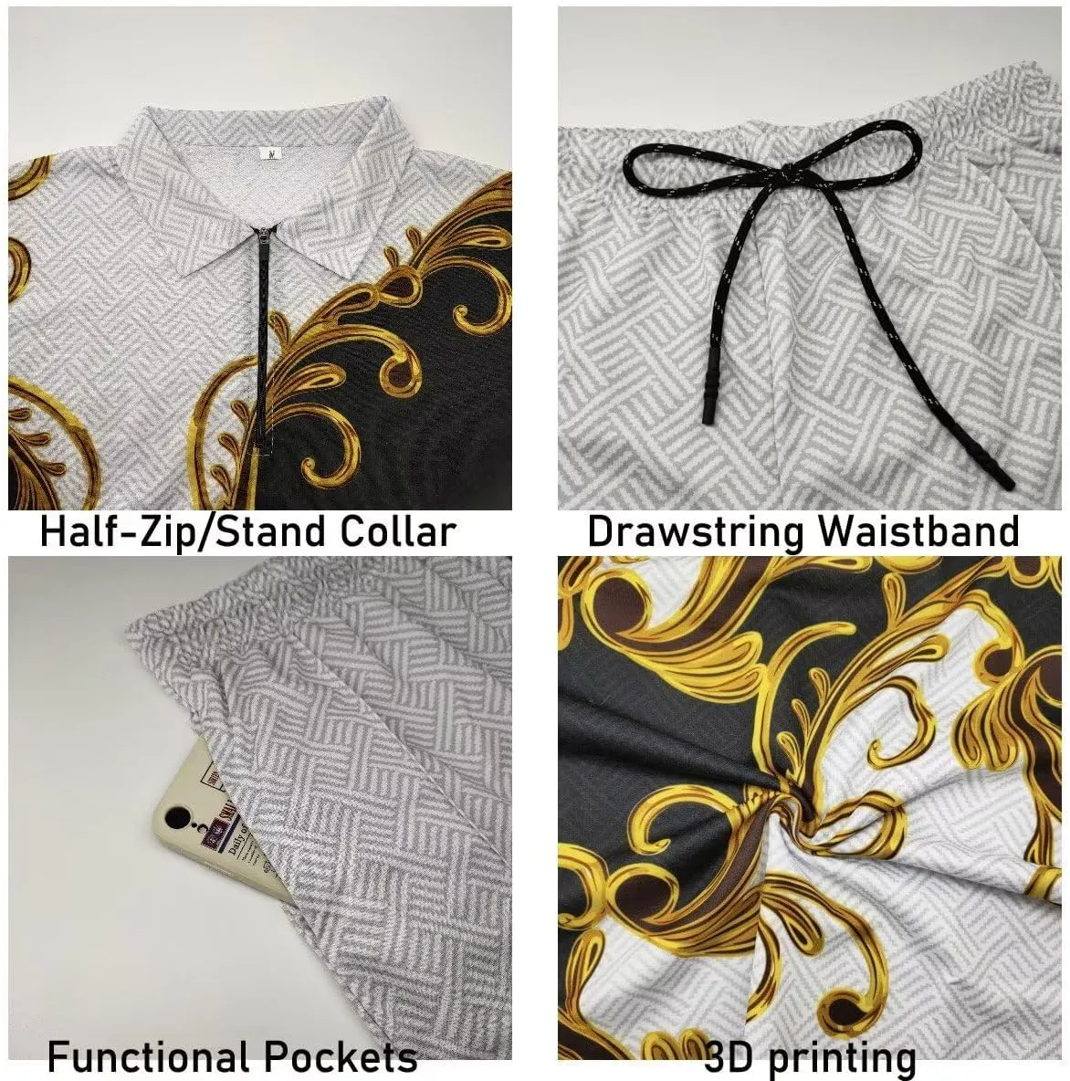 Men's Polo Track Suit Sets Long Sleeve Mens Outfits 2 Piece Fashion Sweatsuit Comfy Casual Set for Men