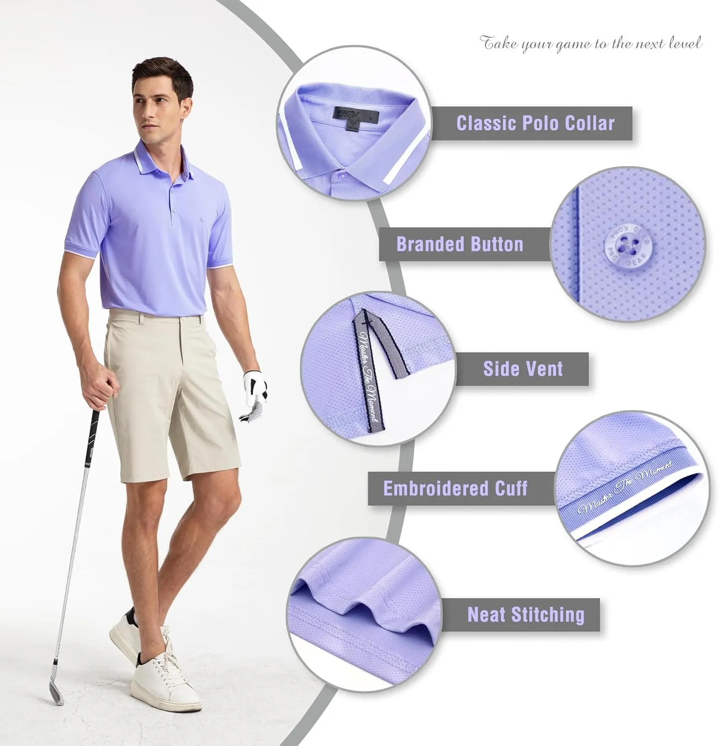 Men's Premium Golf Polo  Silky Tech Nylon, Cooling, UV-Resistant, Quick-Dry Athletic Shirt for Golf, Tennis