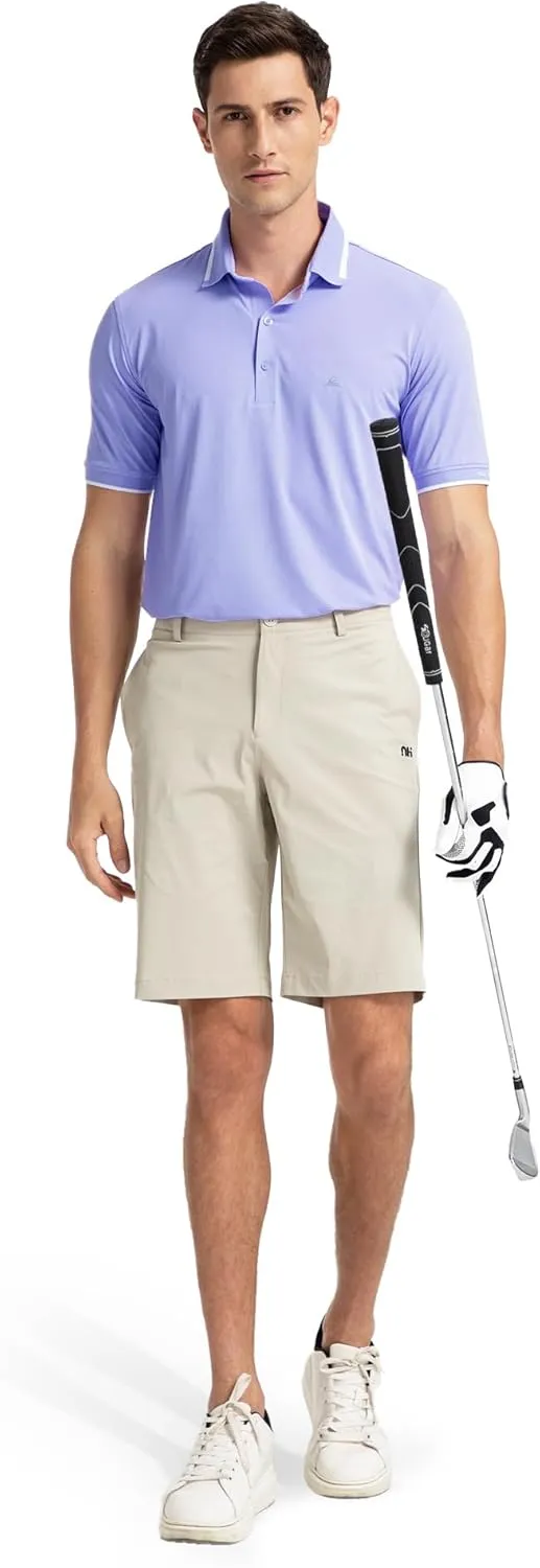 Men's Premium Golf Polo  Silky Tech Nylon, Cooling, UV-Resistant, Quick-Dry Athletic Shirt for Golf, Tennis