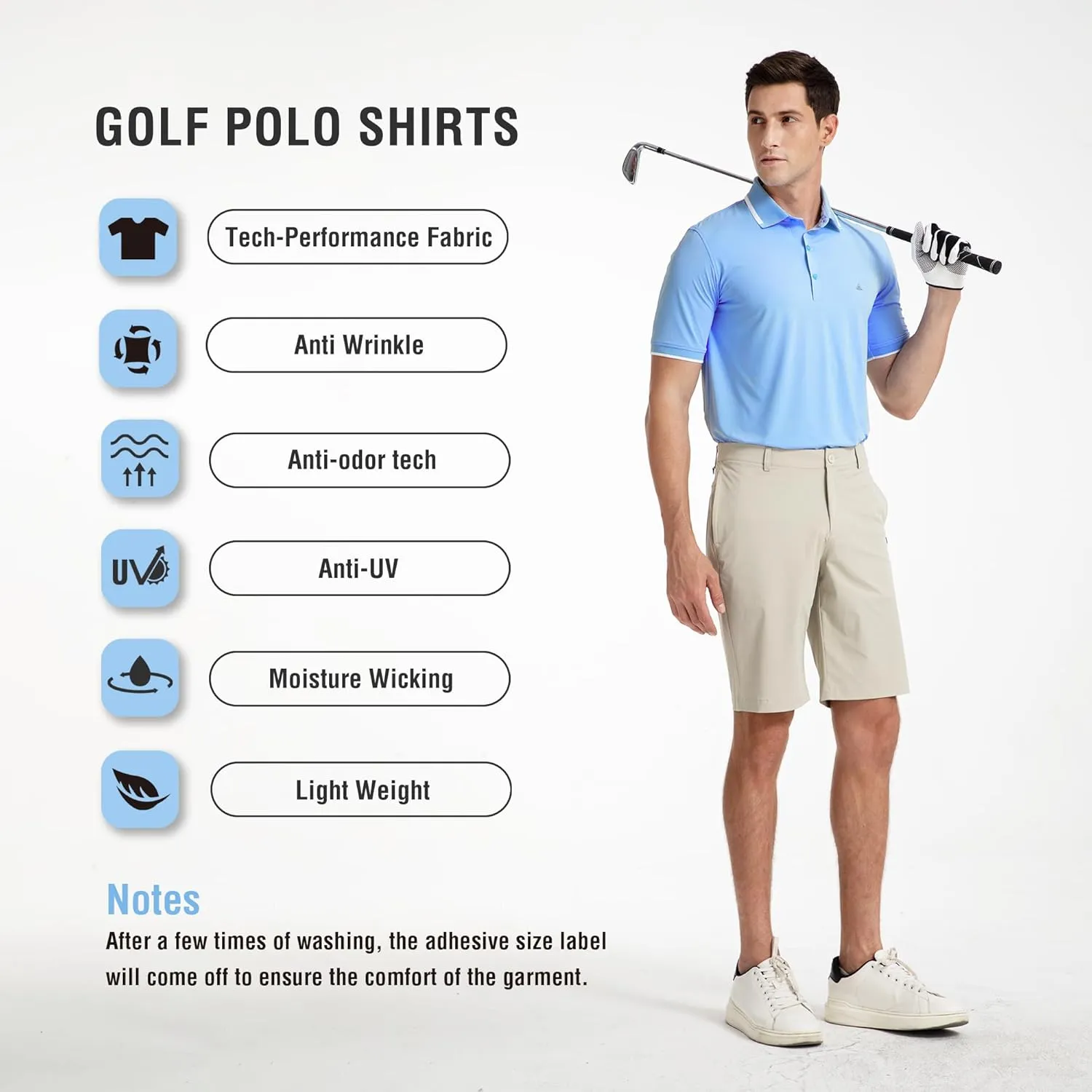 Men's Premium Golf Polo  Silky Tech Nylon, Cooling, UV-Resistant, Quick-Dry Athletic Shirt for Golf, Tennis