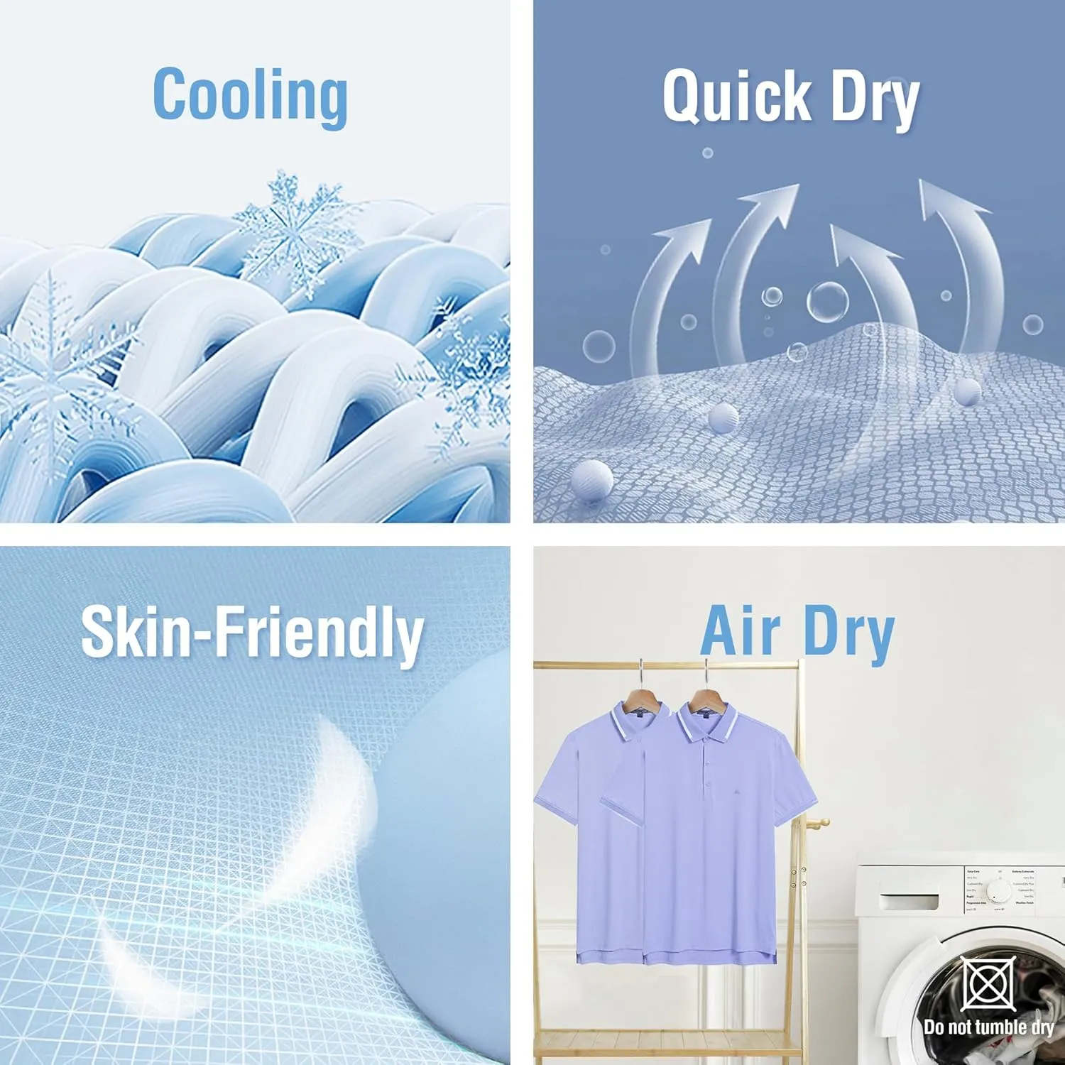 Men's Premium Golf Polo  Silky Tech Nylon, Cooling, UV-Resistant, Quick-Dry Athletic Shirt for Golf, Tennis
