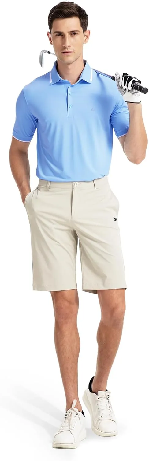 Men's Premium Golf Polo  Silky Tech Nylon, Cooling, UV-Resistant, Quick-Dry Athletic Shirt for Golf, Tennis