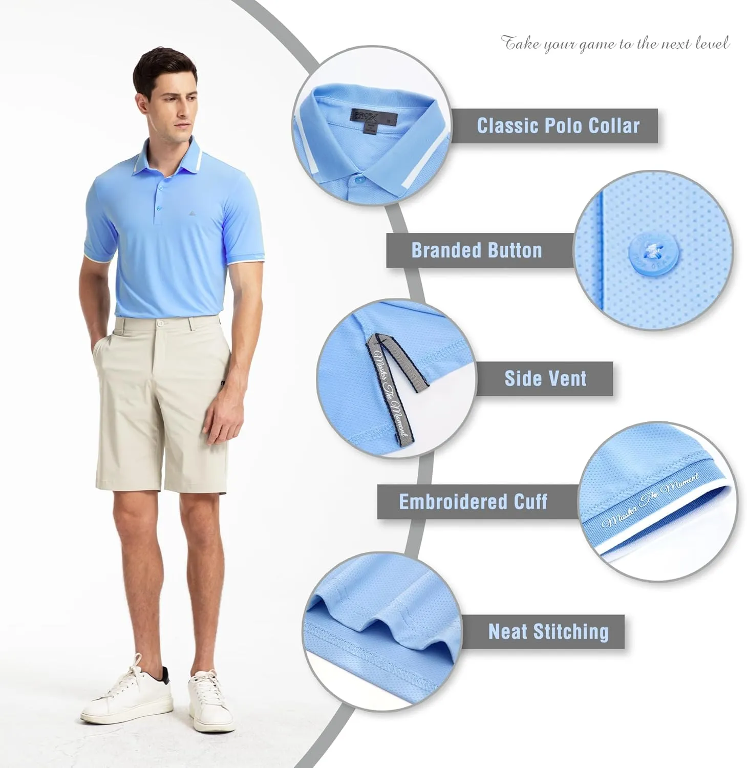 Men's Premium Golf Polo  Silky Tech Nylon, Cooling, UV-Resistant, Quick-Dry Athletic Shirt for Golf, Tennis