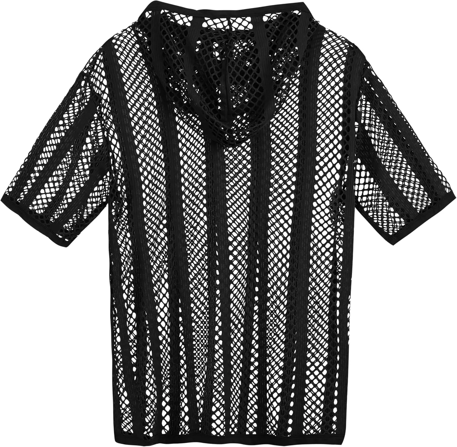 Men's Sexy See Through Fishnet Hoodies Short Sleeve T-Shirt Sheer Mesh Pullover