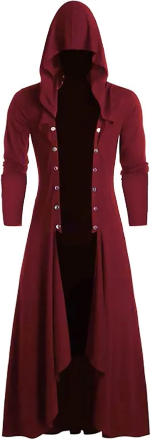 Men's Steampunk Jacket Halloween Pirate Coat, Medieval Renaissance Gothic Prince Frock Tailcoat Cosplay Costume