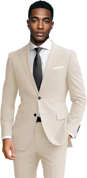 Mens Suit for Wedding 2 Piece Men Slim Fit Suit Formal Business Two Button Jacket Pants Suits for Men Prom Dinner