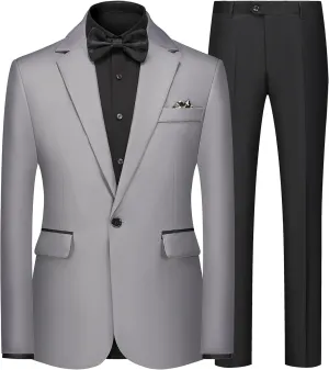 Mens Suits Slim Fit 2 Piece Dress Suits Tuxedo Jacket Blazer Pants Set for Wedding Business Prom