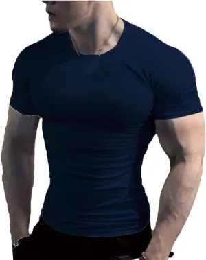 Mens Summer Running T Shirt Short Sleeve Quick Dry Gym Fitness Top Bodybuilding Soccer Football Shirt
