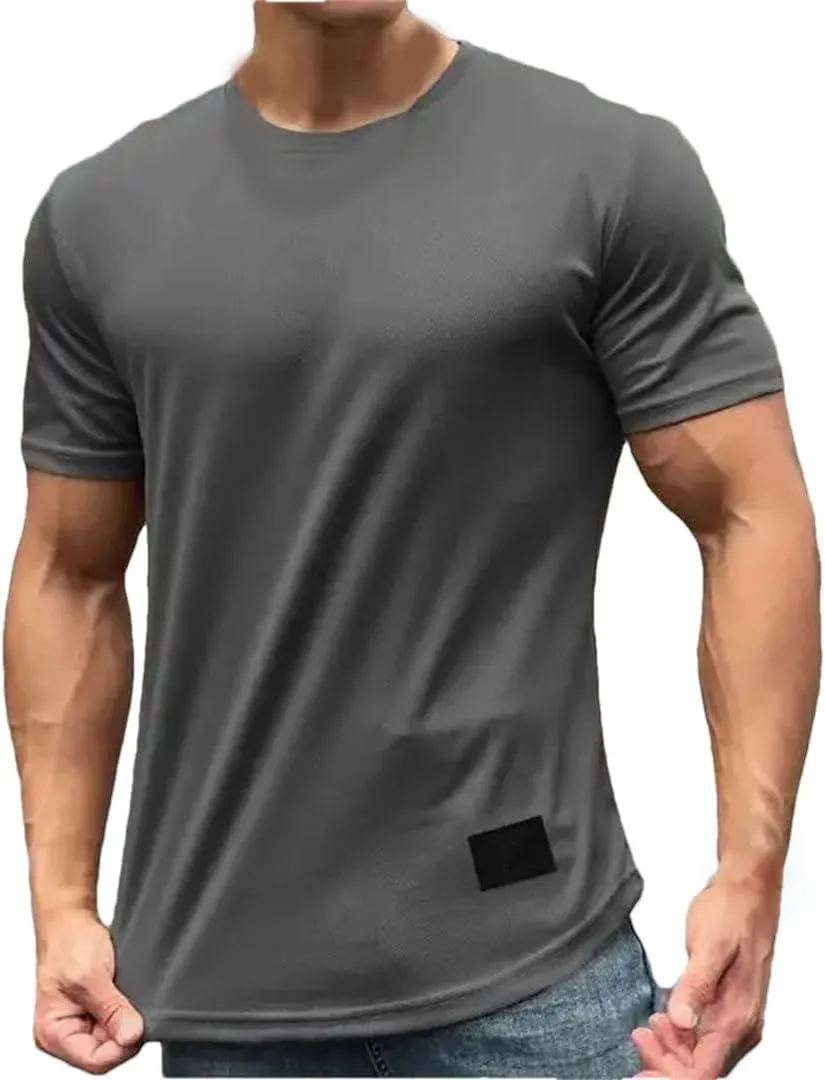 Mens Summer Short Sleeve Fitness T Shirt Running Sport Gym Muscle Workout Casual Top Clothing