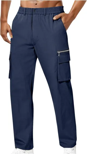 Mens Work Pants Casual Regular Fit Lightweight Stretch Chino Pant Straight Leg Golf Outdoor Cargo Pants Trousers