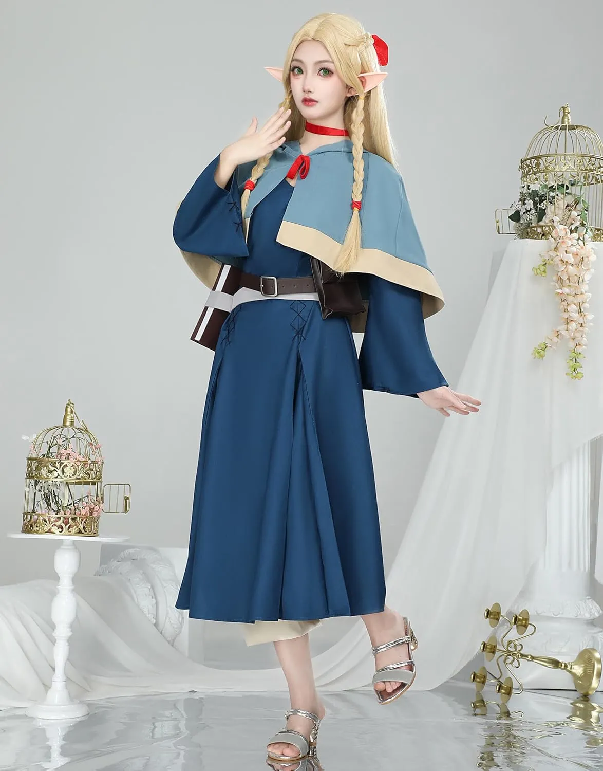 miccostumes Women's Cosplay Costume Set Dress and Cloak with Backpack and Belt