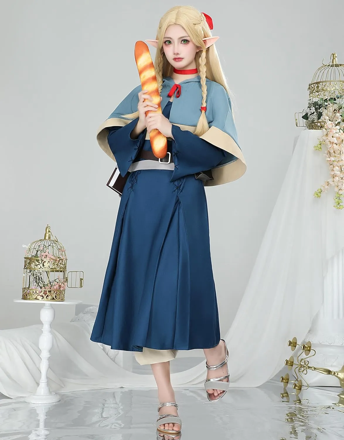 miccostumes Women's Cosplay Costume Set Dress and Cloak with Backpack and Belt