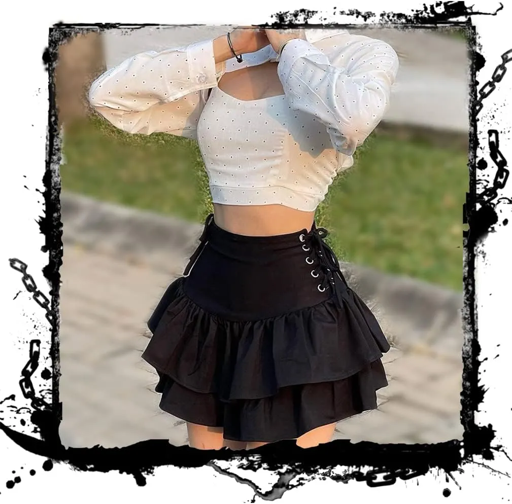 Mini Skirt Y2k Pleated Skirts Alt Aesthetic Goth Fairycore Skirts High Waist