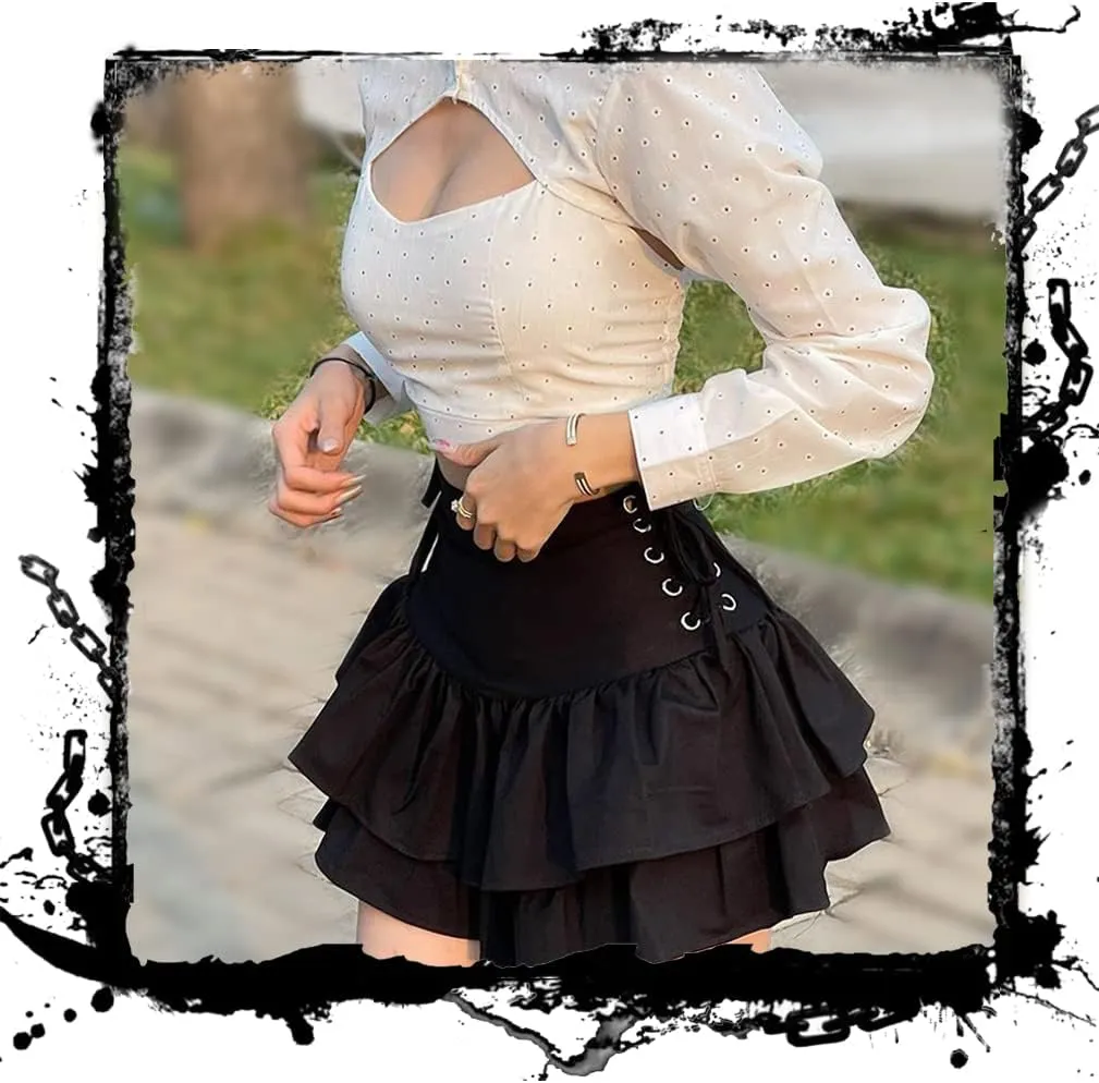 Mini Skirt Y2k Pleated Skirts Alt Aesthetic Goth Fairycore Skirts High Waist