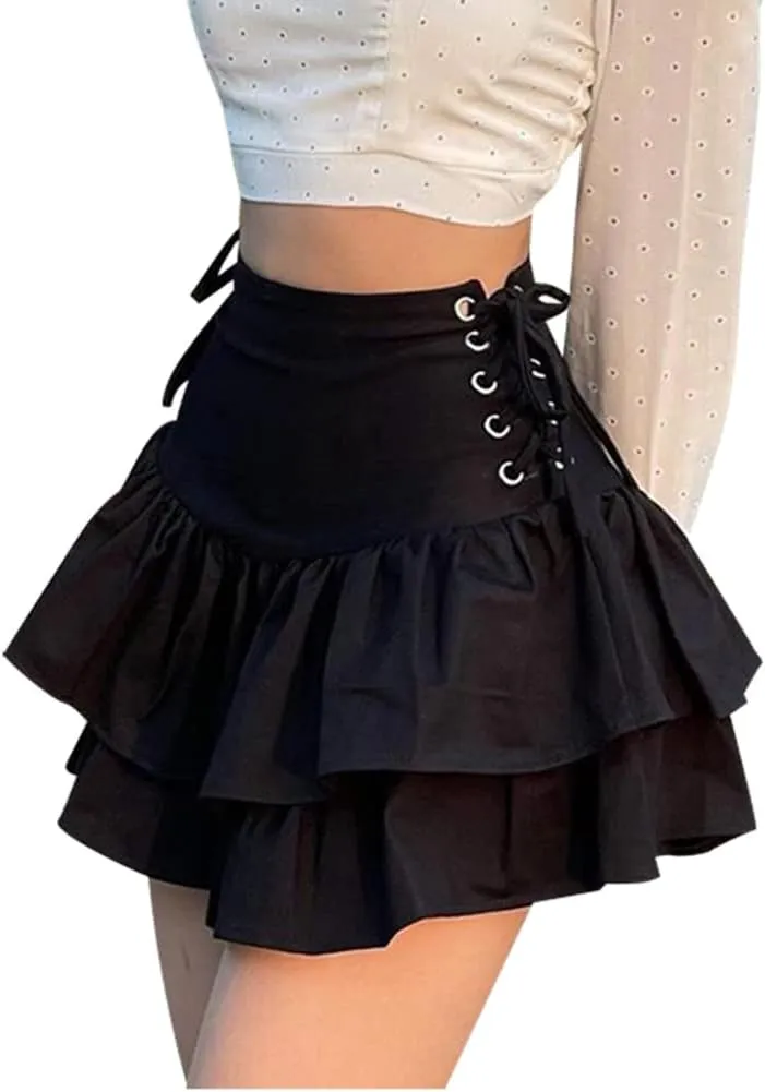 Mini Skirt Y2k Pleated Skirts Alt Aesthetic Goth Fairycore Skirts High Waist