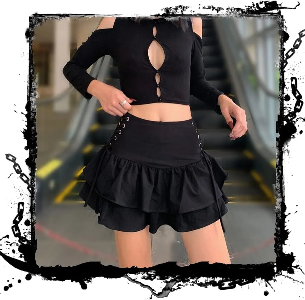 Mini Skirt Y2k Pleated Skirts Alt Aesthetic Goth Fairycore Skirts High Waist