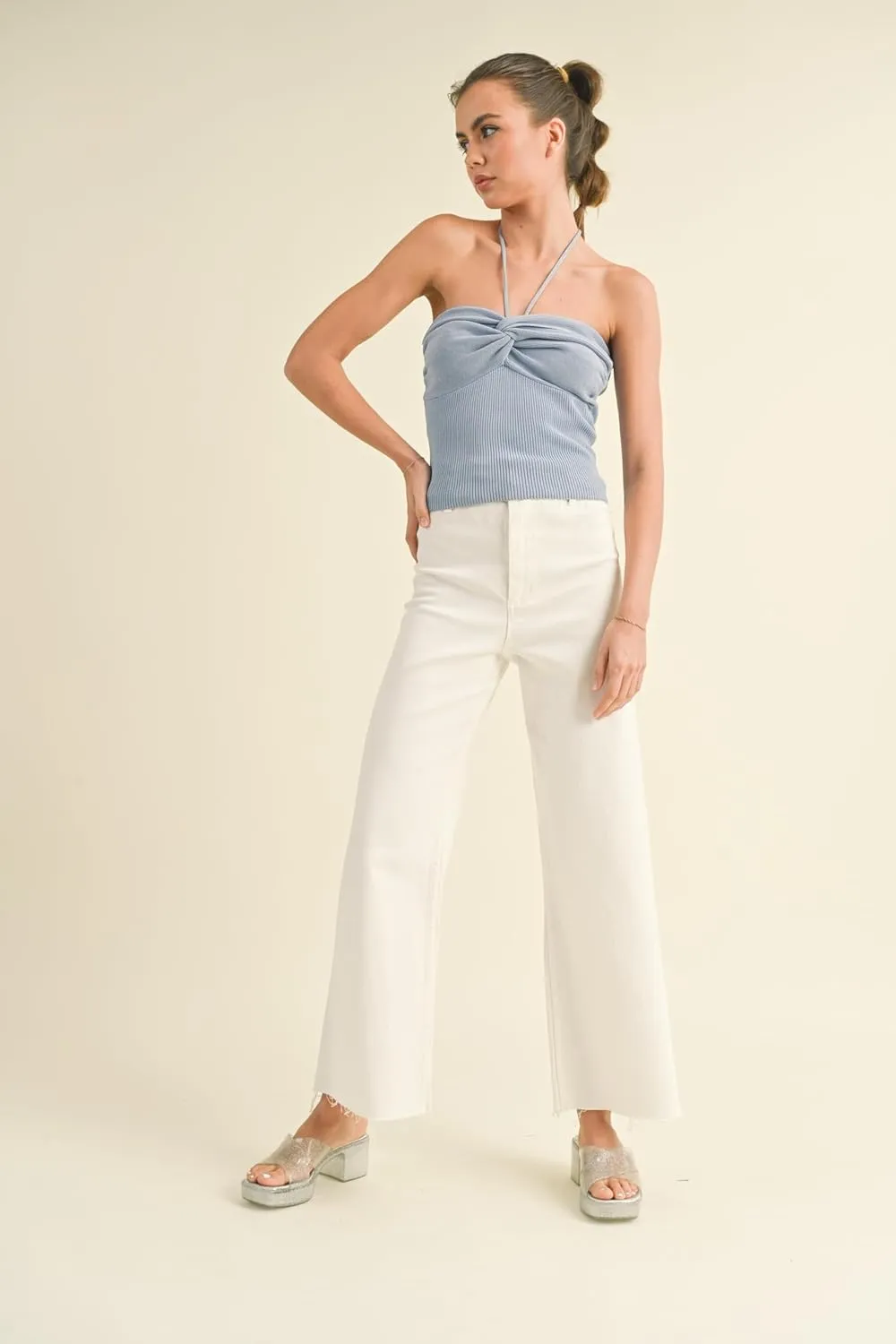 Miou Muse - Straight Wide Leg Denim Pants - MMP623