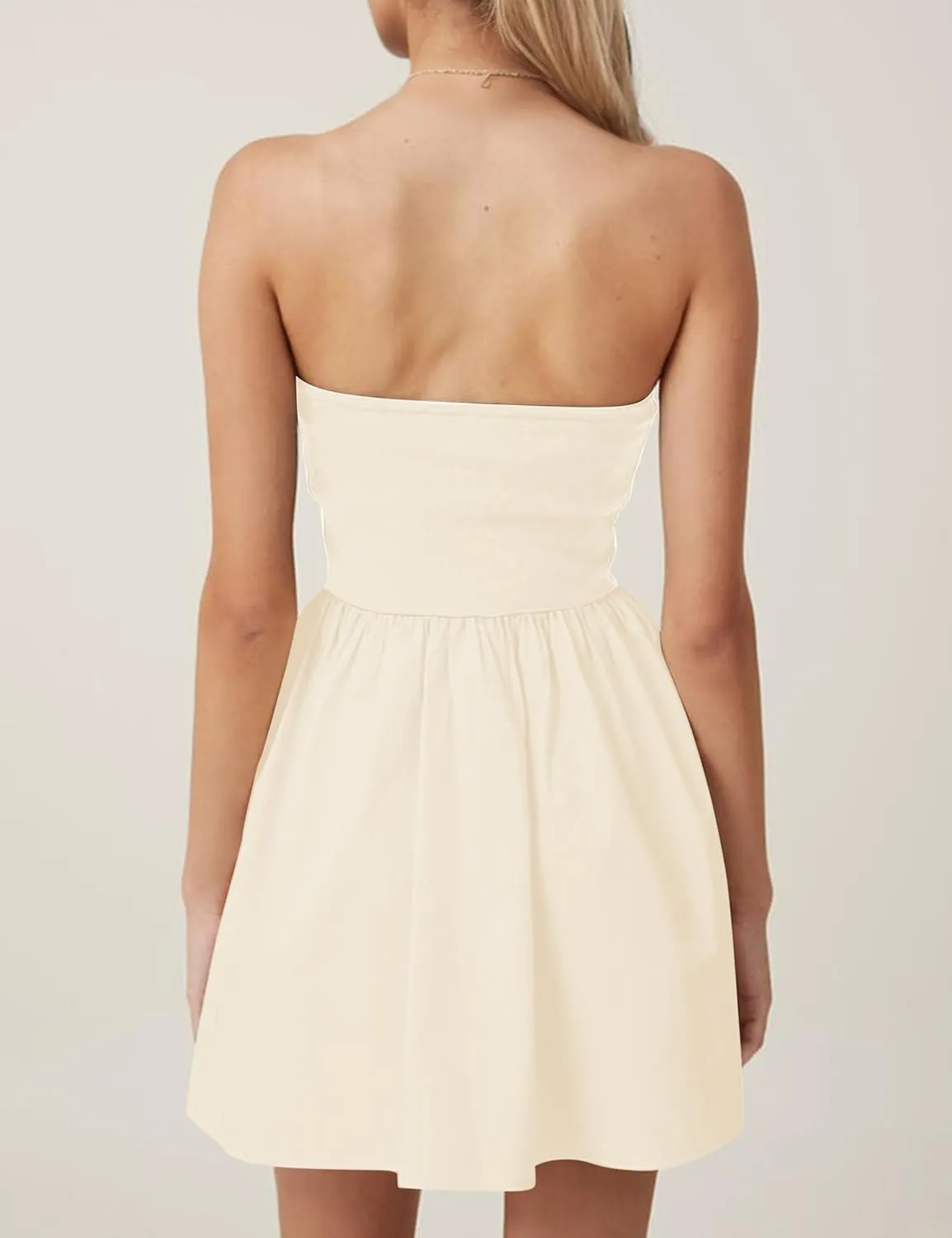 MISSACTIVER Women Strapless Tube Top Mini Dress Off Shoulder Sleeveless Drop-Waist A Line Short Dress Summer Patchwork Dress