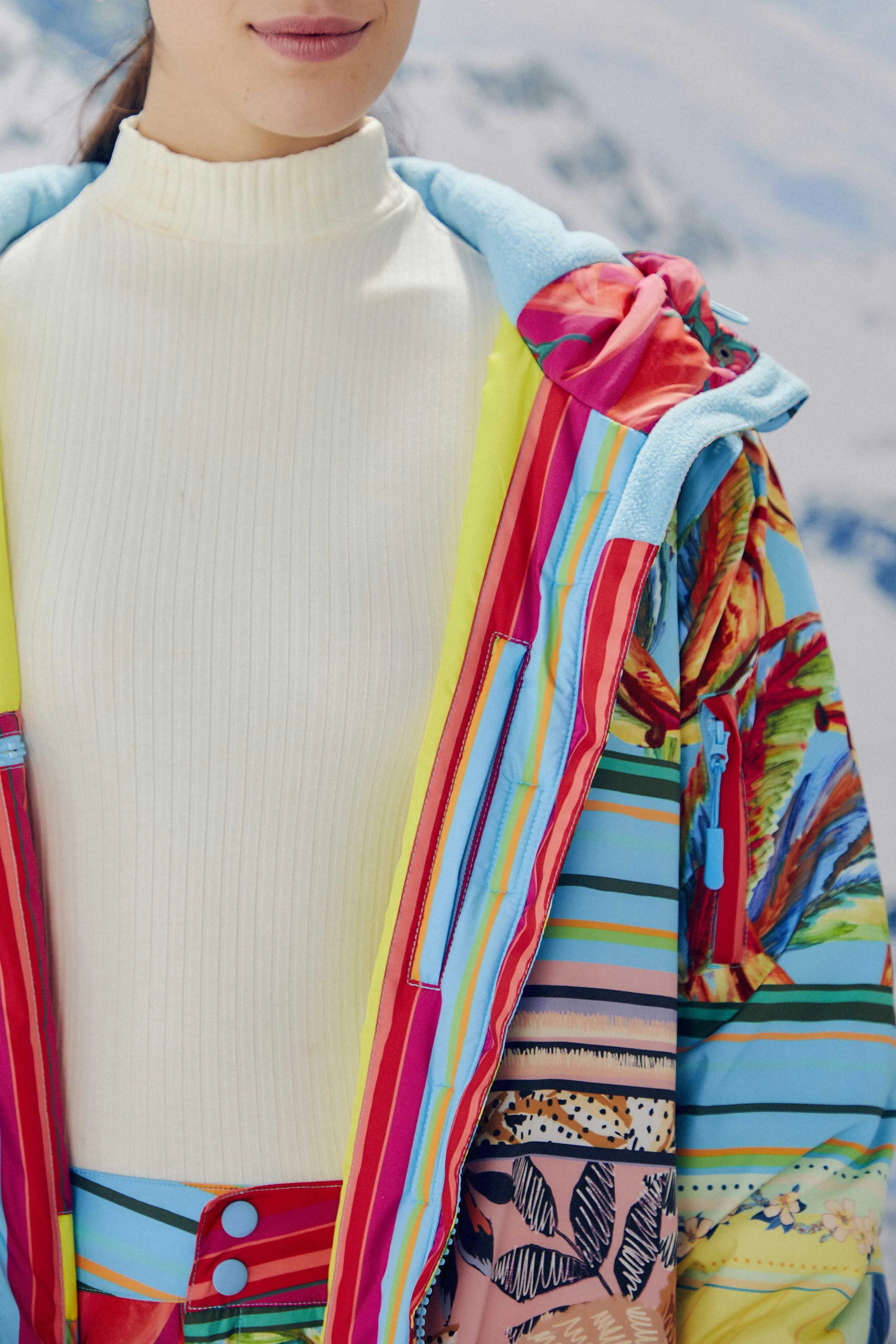 Mixed Scarves Ski Puffer Jacket