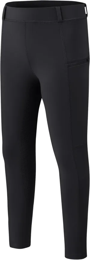 MoFiz Girls Horse Riding Pants Summer Full Seat Silicone Kids Equestrian Breeches Youth Schooling Tights Zipper Pockets