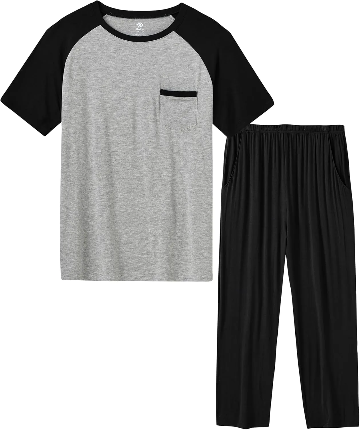 MoFiz Men's Pajamas Set Short Sleeve Bottom PJ's Pants Bedroom Pijama Sleep Night Suit 2 Piece Pjs Set Ultra Soft