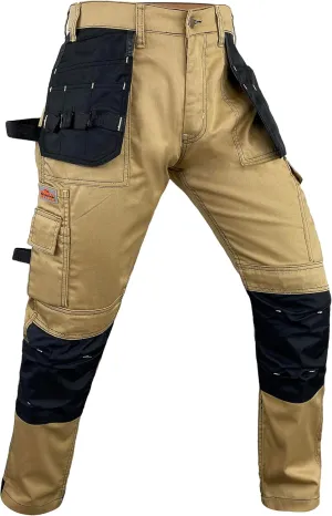 Notus Mens Construction Tactical Carpenter Multi-Pockets Cordura Knee and Holster Pockets Reinforced Work Pants