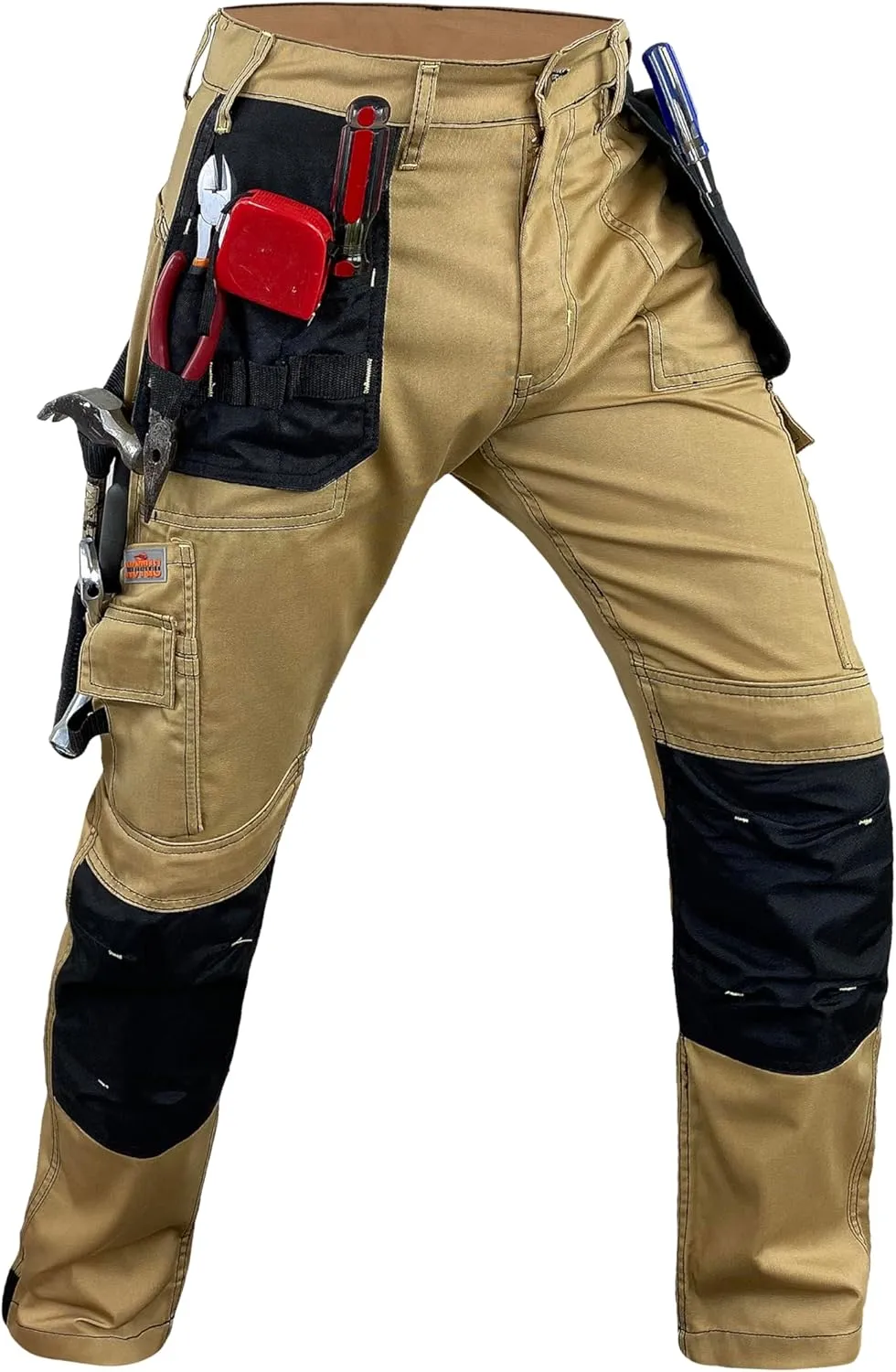 Notus Mens Construction Tactical Carpenter Multi-Pockets Cordura Knee and Holster Pockets Reinforced Work Pants