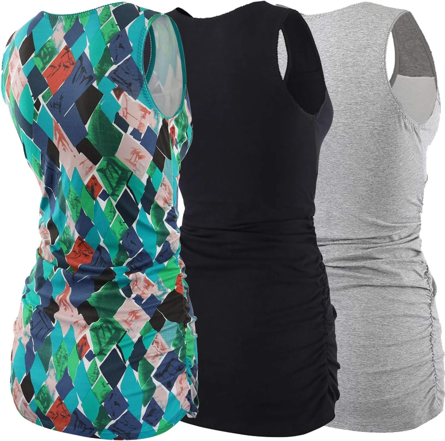 Nursing Maternity Top, Pregnant Breastfeeding Shirt, Women's Cotton V Neck Ruched Waist Double Layered Postpartum Tank