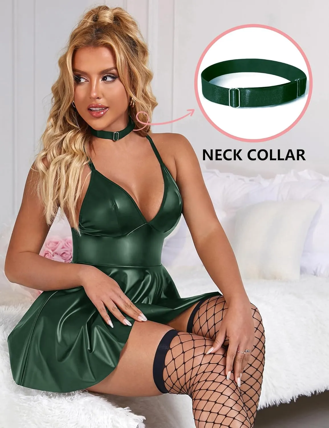 ohyeahlady Women Sexy PU Leather Dress Plus Size Spaghetti Strap Mini Dresses Sleeveless Pleated Steampunk Clubwear