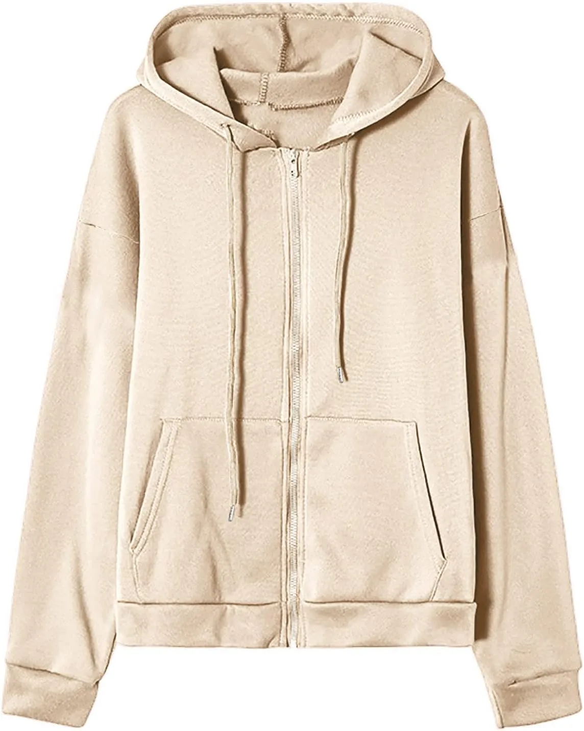 oiangi Hoodies for Women Teen Girls Fall Long Sleeve Jacket Cute Drawstring Zip up Hoodie Oversized Y2k Sweatshirts Pockets