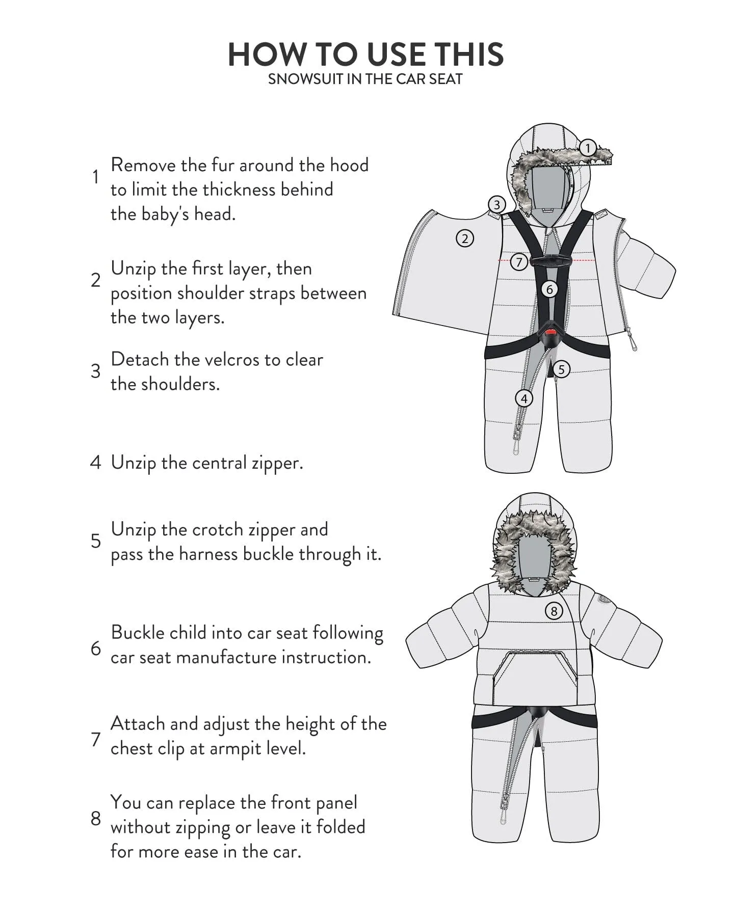 One Piece Baby Car Seat Snowsuit Midnight Black