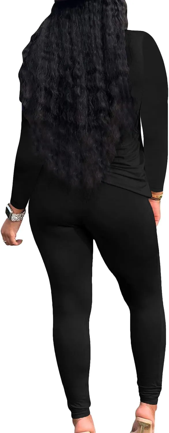 PINSV Women's Tracksuits 2 Piece Outfits Sweatsuit Long Sleeve Top Jogger Legging Pants Sets