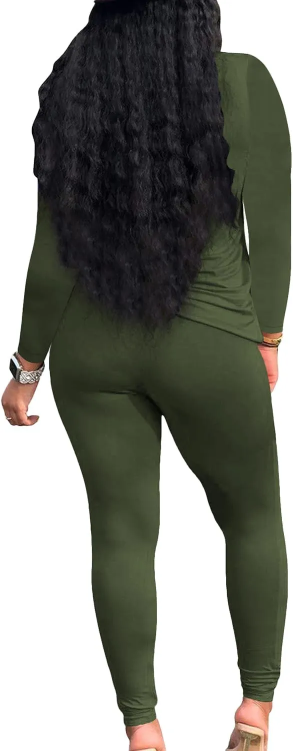 PINSV Women's Tracksuits 2 Piece Outfits Sweatsuit Long Sleeve Top Jogger Legging Pants Sets