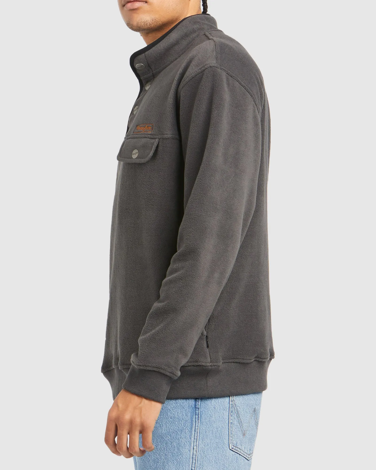 POLAR BUTTON UP SWEAT SLATE