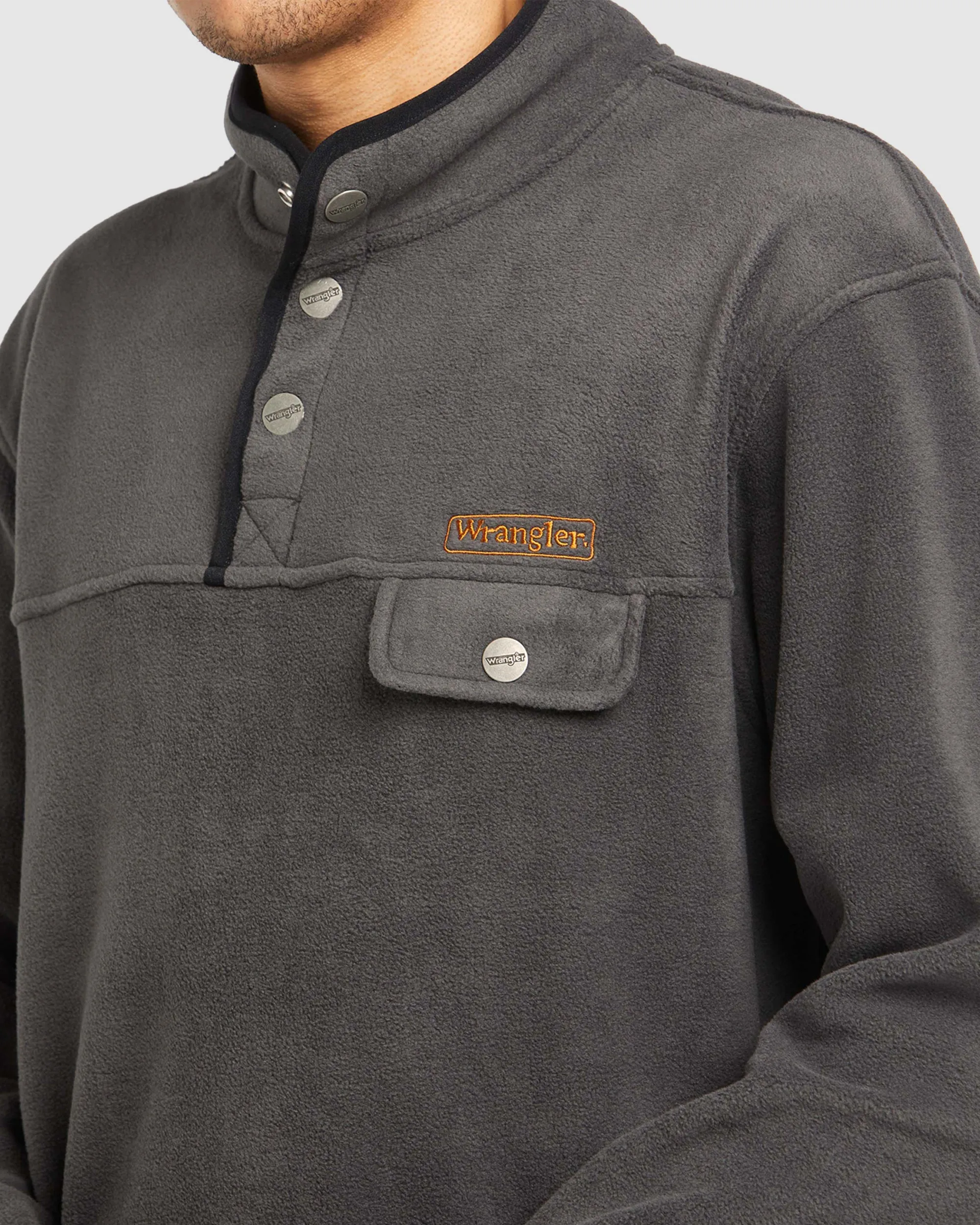 POLAR BUTTON UP SWEAT SLATE