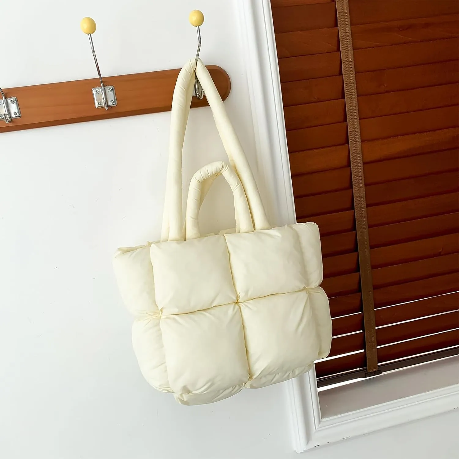 Puffy Tote Bags Small Lightweight Down Cotton Padded Quilted Purse Puffer Tote Bag Shoulder Handbags for Women