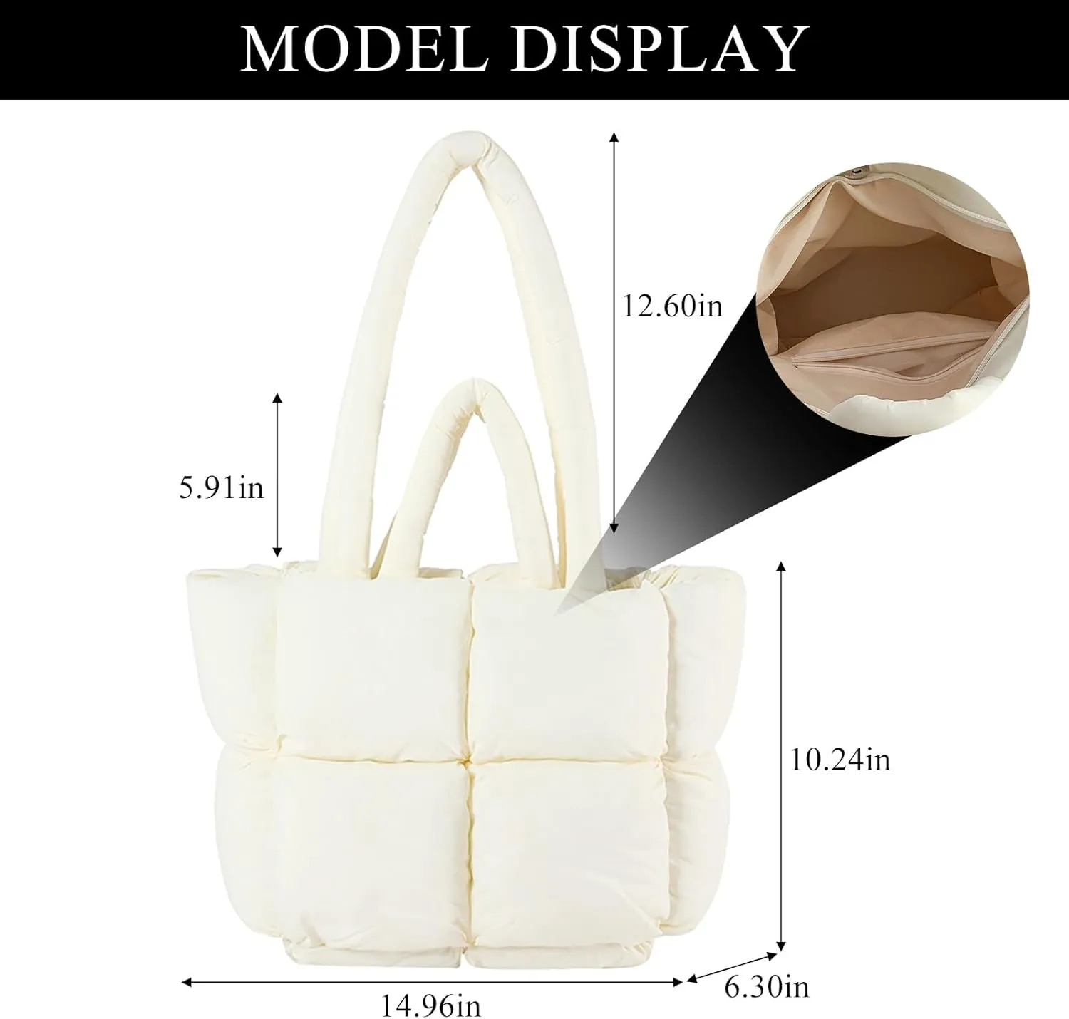 Puffy Tote Bags Small Lightweight Down Cotton Padded Quilted Purse Puffer Tote Bag Shoulder Handbags for Women