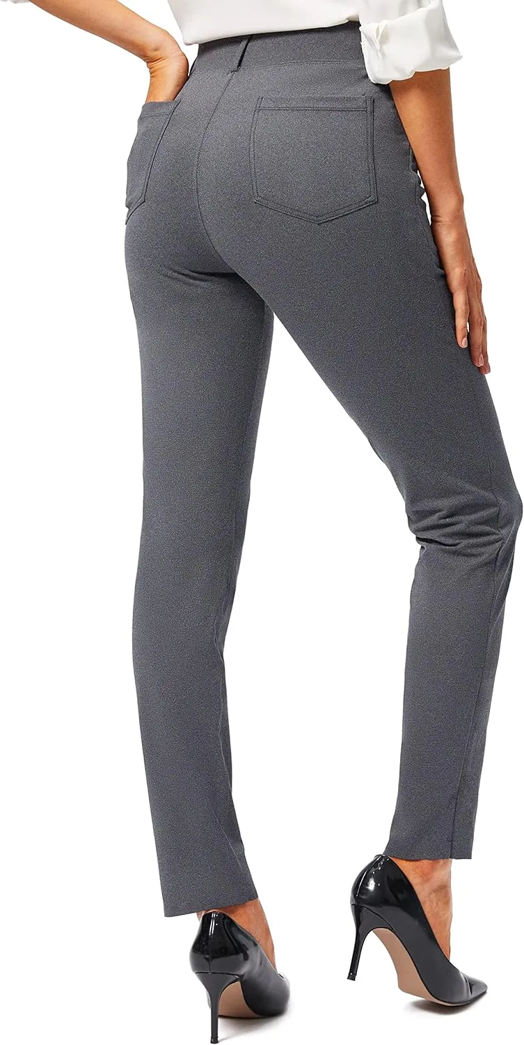 Rammus Womens Yoga Dress Pants with Pockets Stretch Work Leggings for Women Pull On Skinny Slacks for Business Office Casual