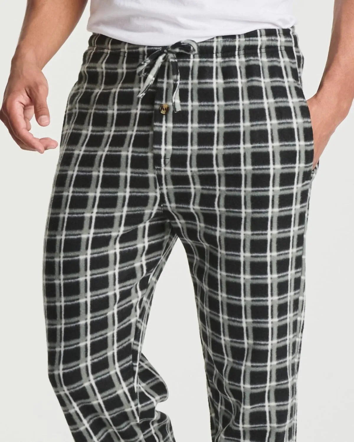 Real Essentials 3 Pack: Mens Fleece Plaid Pajama Pants - Lounge Pajama Bottoms(Available in Big & Tall)