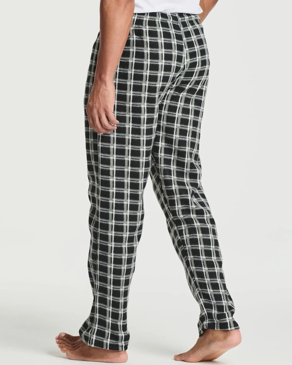 Real Essentials 3 Pack: Mens Fleece Plaid Pajama Pants - Lounge Pajama Bottoms(Available in Big & Tall)