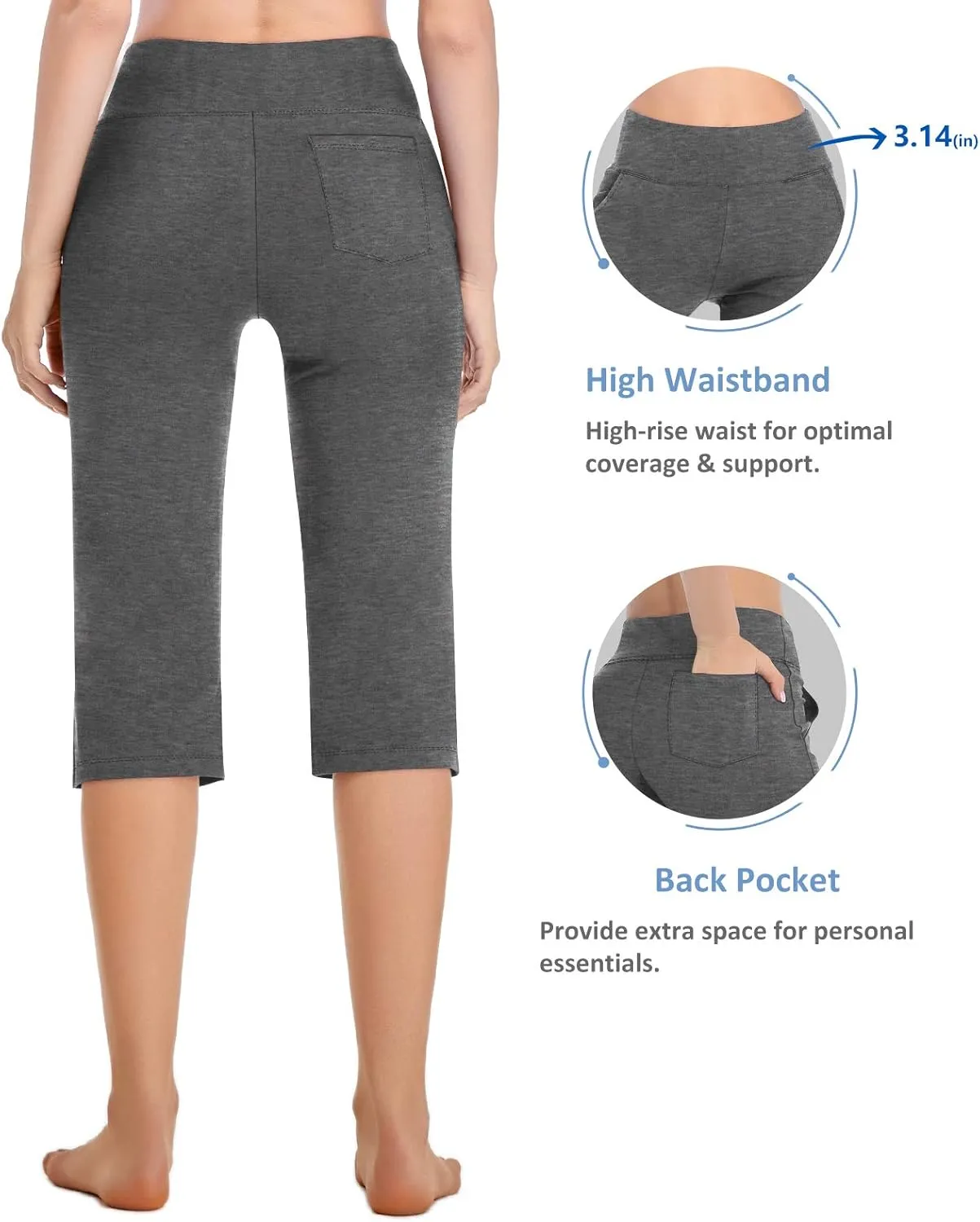 RIMLESS 7 Women's Yoga Pants with Pockets High Waist Stretch Pants Tummy Control Workout Pants