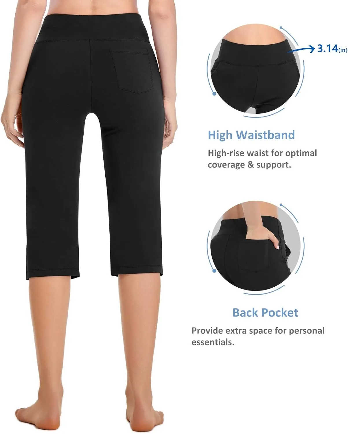 RIMLESS 7 Women's Yoga Pants with Pockets High Waist Stretch Pants Tummy Control Workout Pants