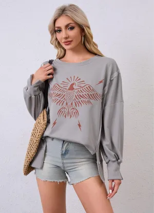 SAFRISIOR Women Oversized Y2K Graphic Sweatshirt Long Sleeve Crewneck Drop Shoulder Loose Sweater Vintage Streetwear