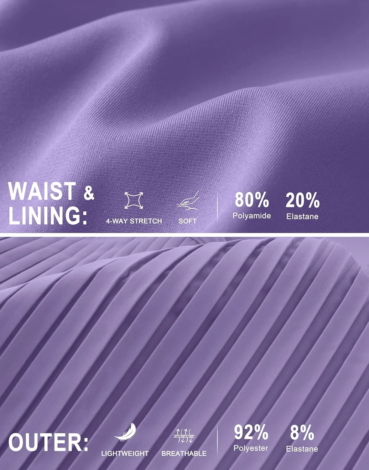 SANTINY 14" Tennis Skirt Skorts for Woman Pleated High Waited Skirts with Built-in Shorts Athletic Golf Skort