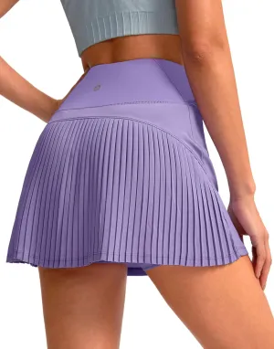 SANTINY 14" Tennis Skirt Skorts for Woman Pleated High Waited Skirts with Built-in Shorts Athletic Golf Skort