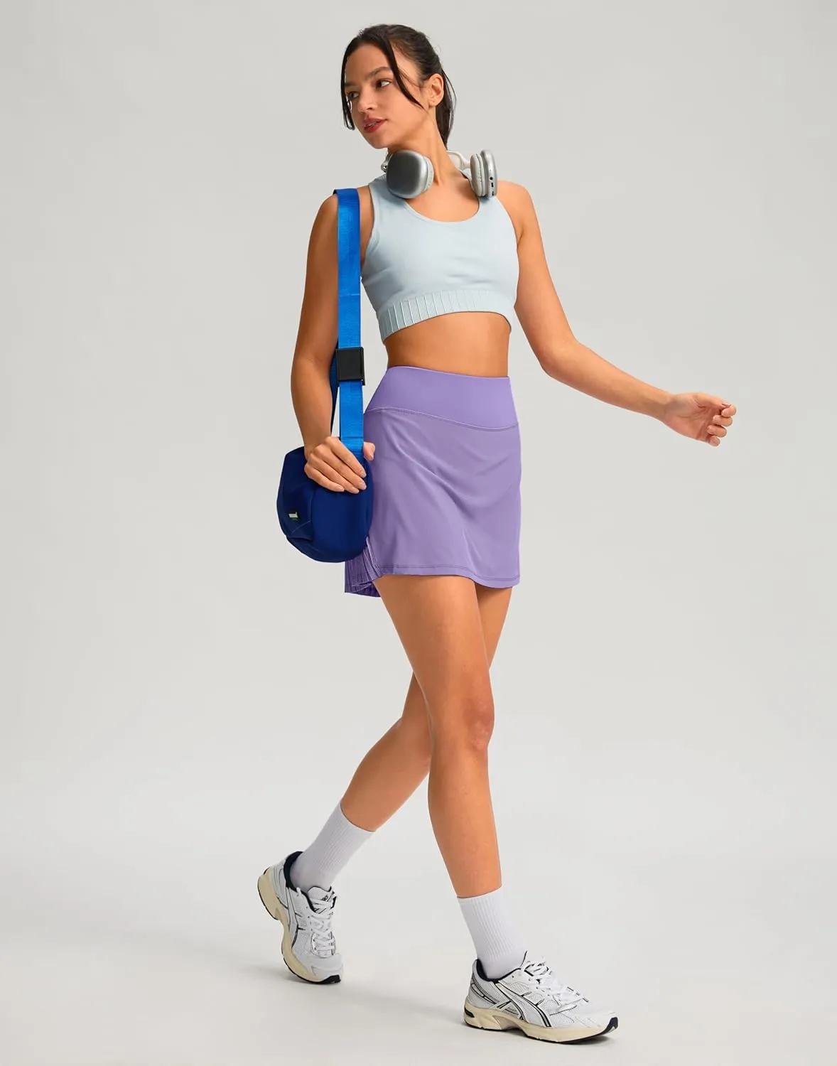 SANTINY 14" Tennis Skirt Skorts for Woman Pleated High Waited Skirts with Built-in Shorts Athletic Golf Skort