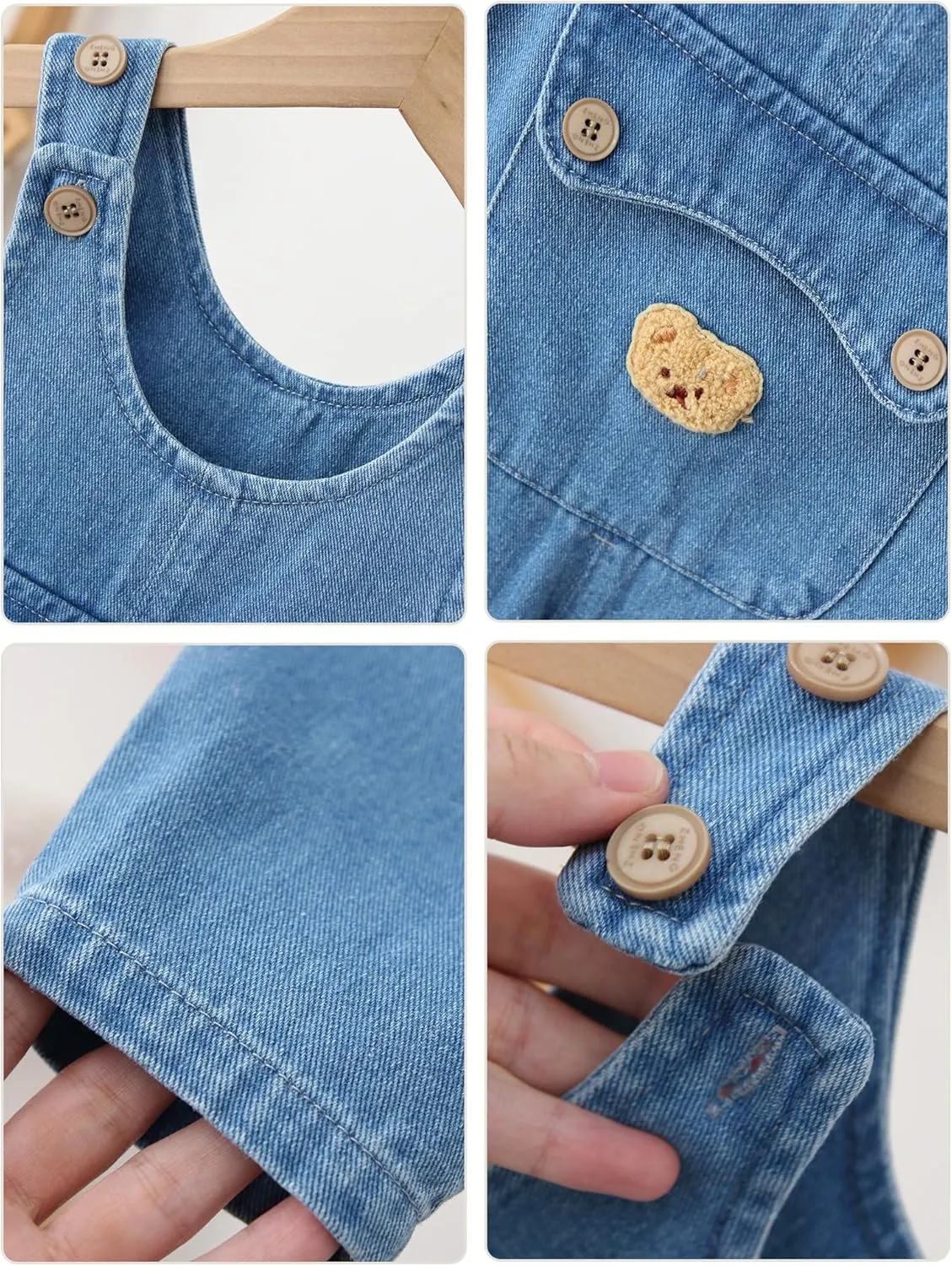 SEAUR Baby Boy Girl Cotton Overalls Casual Button Bib Suspender Pants Cute Romper Loose Jumpsuit One Piece Basic Outfit