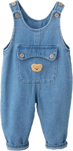 SEAUR Baby Boy Girl Cotton Overalls Casual Button Bib Suspender Pants Cute Romper Loose Jumpsuit One Piece Basic Outfit