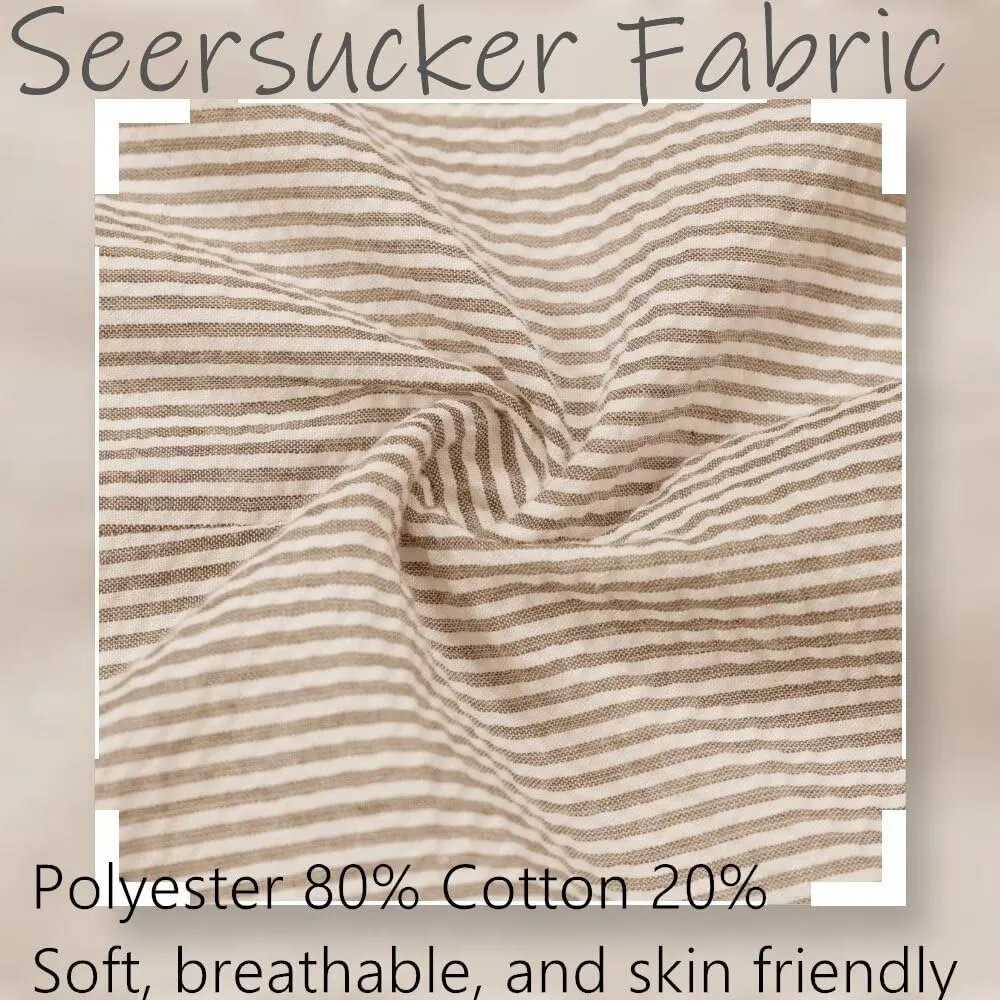 Seersucker Suit Mens Regular Fit Jacket Shorts Casual 2 Piece Pinstripe Suit Holiday Outfits for Summer Wedding